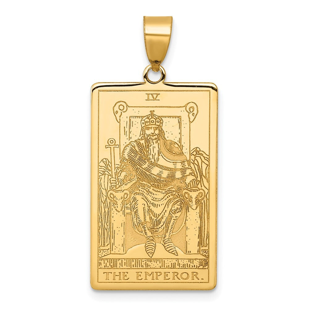 14k Yellow Gold The Emperor Tarot Card Pendant for Women