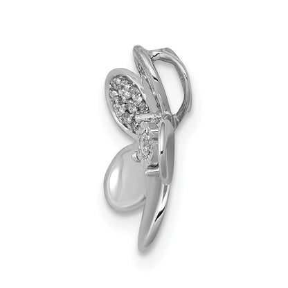 14k White Gold 1/20ct. Diamond Flower Chain Slide Pendant for Women