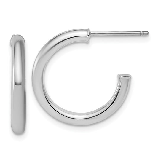14k White Gold Polished 2.5 x 20mm Tube C-Hoop Earrings Gift for Women