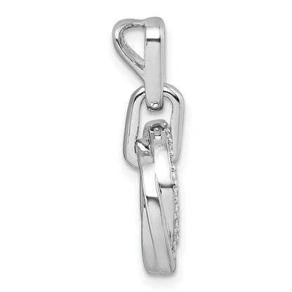 Sterling Silver Rhodium-plated Cubic Zirconia Circle Twist Pendant