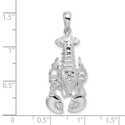 Sterling Silver Rhodium-Plated Polished Moveable Lobster Pendant
