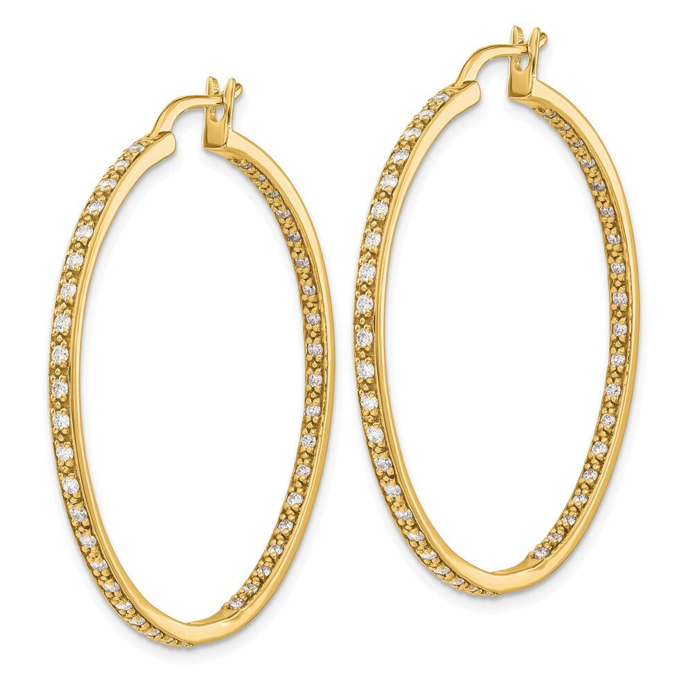 14k Yellow Gold Diamond In/Out Hoop Earrings