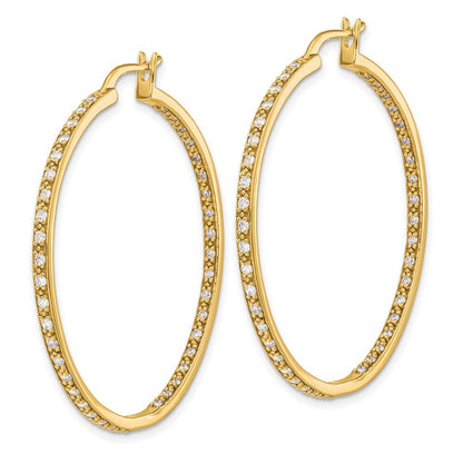 14k Yellow Gold Diamond In/Out Hoop Earrings