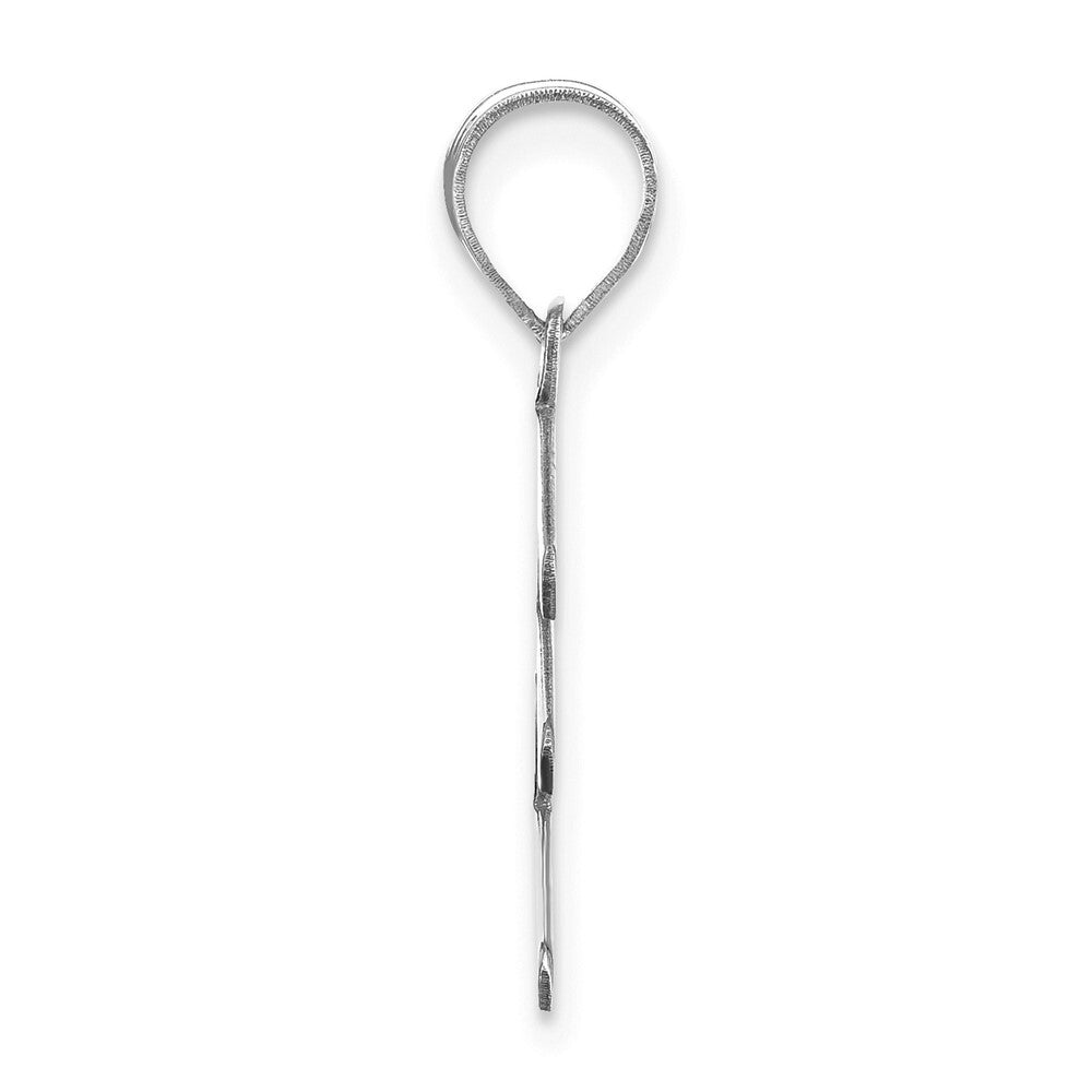 14k White Gold Polished Bubble Letter E Initial Pendant for Women
