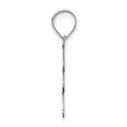 14k White Gold Polished Bubble Letter E Initial Pendant for Women