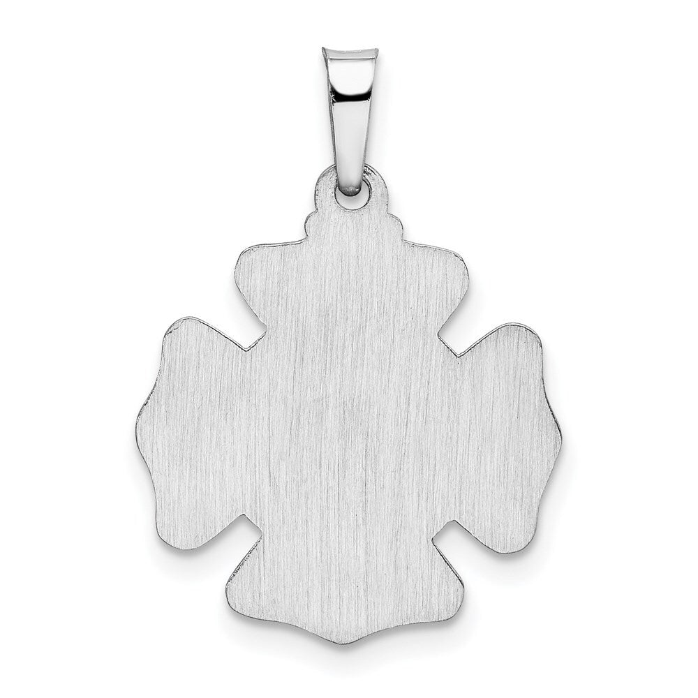 14k White Gold Polished and Satin St Florian Badge Pendant for Women