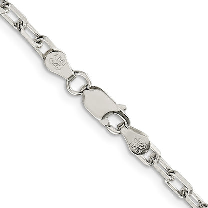 Sterling Silver 3.75mm Diamond-cut Long Link Cable Chain Necklace
