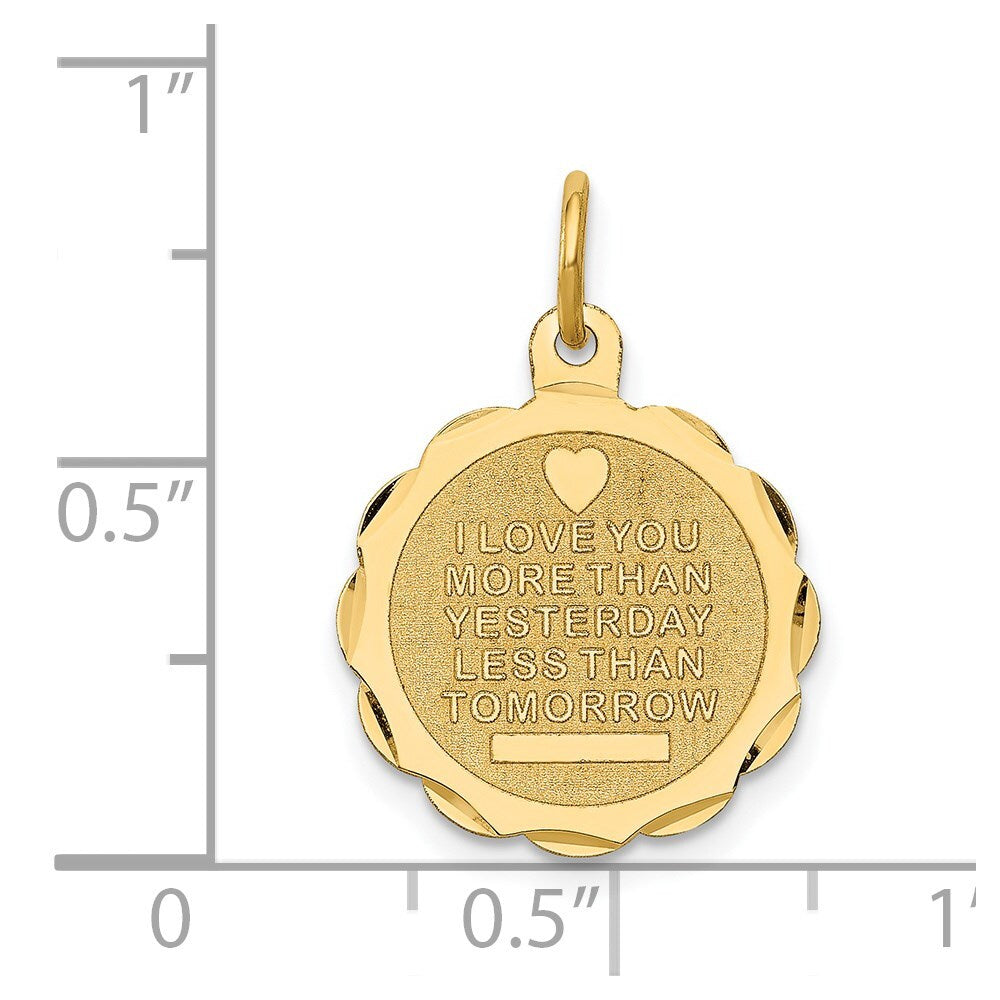 14k Yellow Gold Love Sentinment Engraveable Charm Pendant for Women