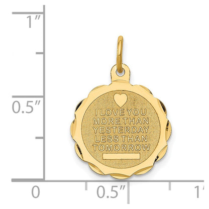 14k Yellow Gold Love Sentinment Engraveable Charm Pendant for Women