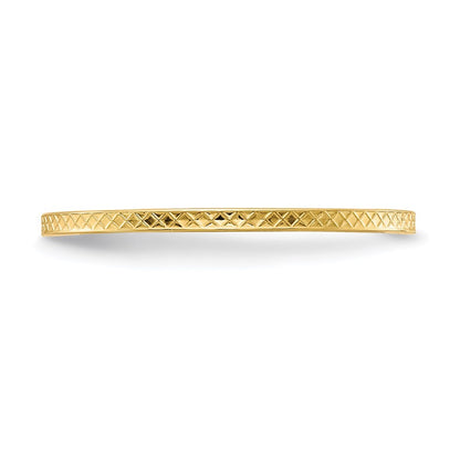 14k Yellow Gold  1.2mm Criss-Cross Pattern Stackable Band Ring Size 6.5