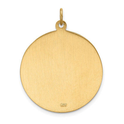 14k Yellow Gold Solid Polished Satin Large Round St. Christopher Medal