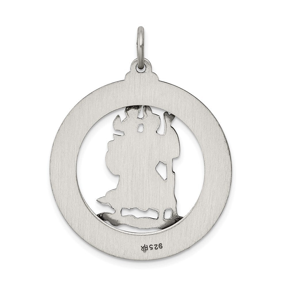 Sterling Silver Antiqued St. Christopher Medal Pendant