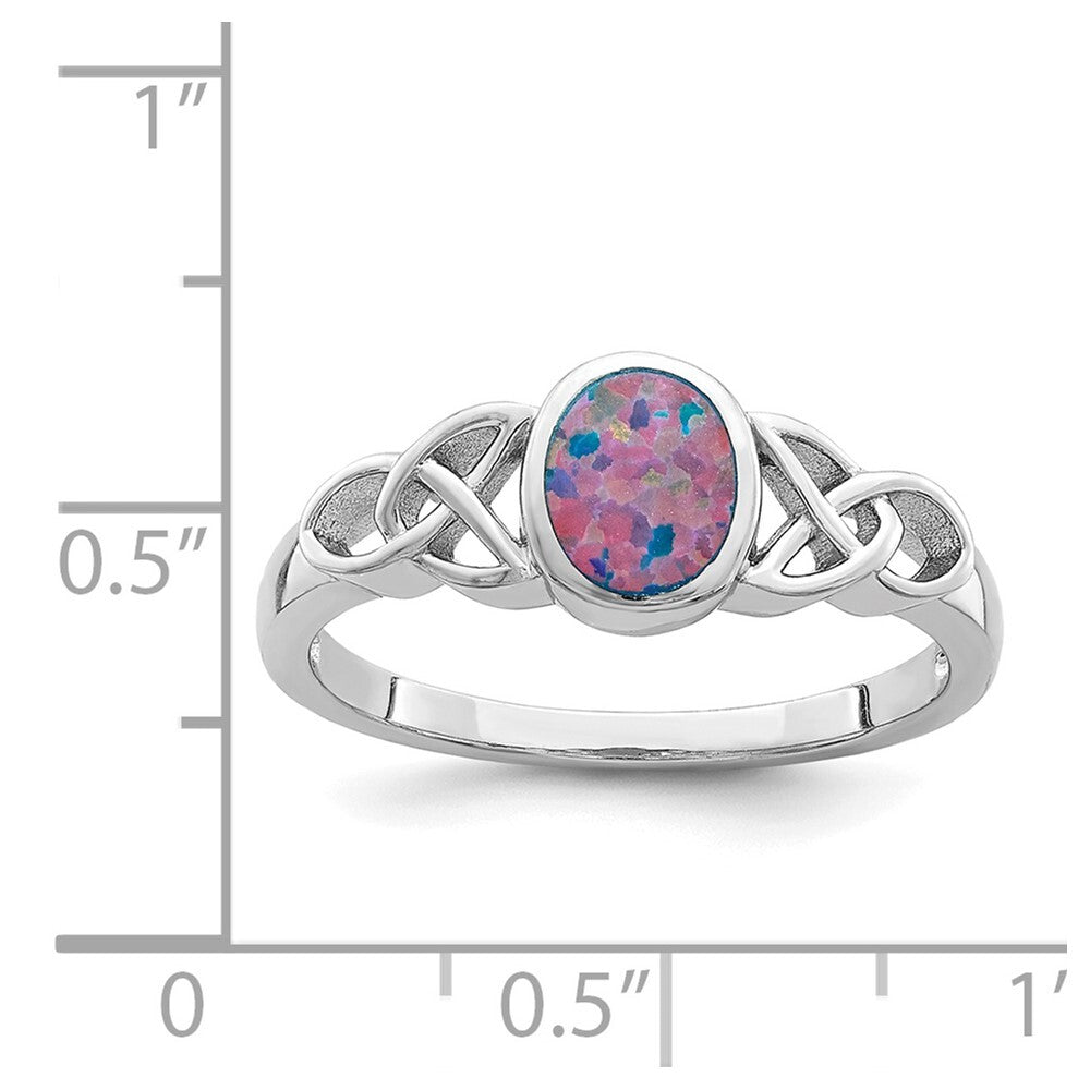 Sterling Silver Rhodium-plated Lab Created Opal Ring Size 8