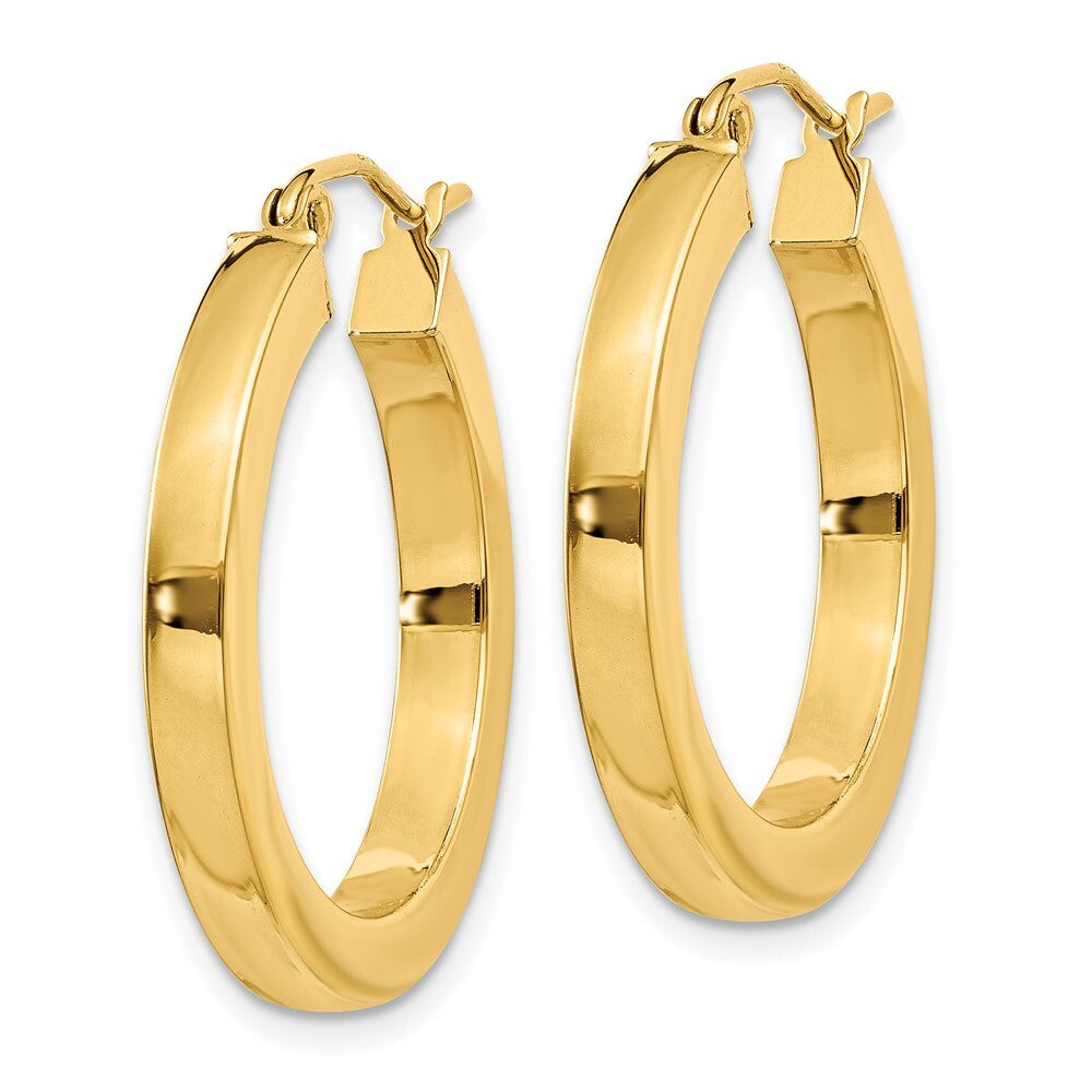 14k Yellow Gold 3mm Polished Square Hoop Earrings Gift for Women