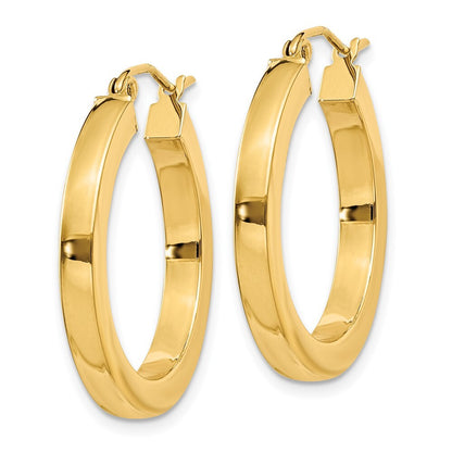 14k Yellow Gold 3mm Polished Square Hoop Earrings Gift for Women