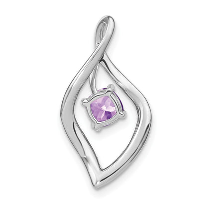 14k White Gold Amethyst and Diamond Pendant for Women