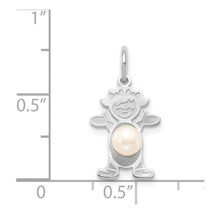 14k White Gold Girl 4mm FW Cultured Pearl-June Pendant for Women