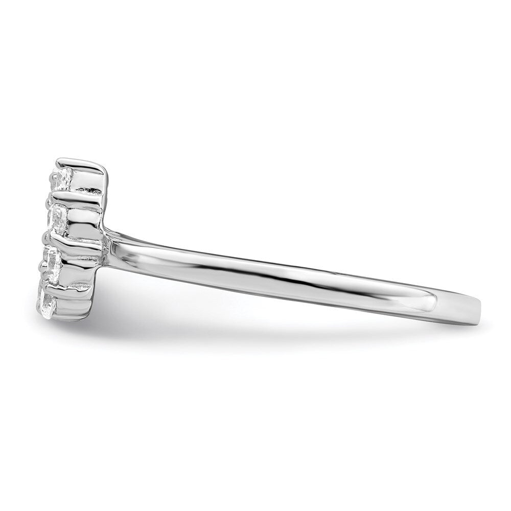 Sterling Silver Rhodium-plated Polished U Shaped Cubic Zirconia Ring Size 8