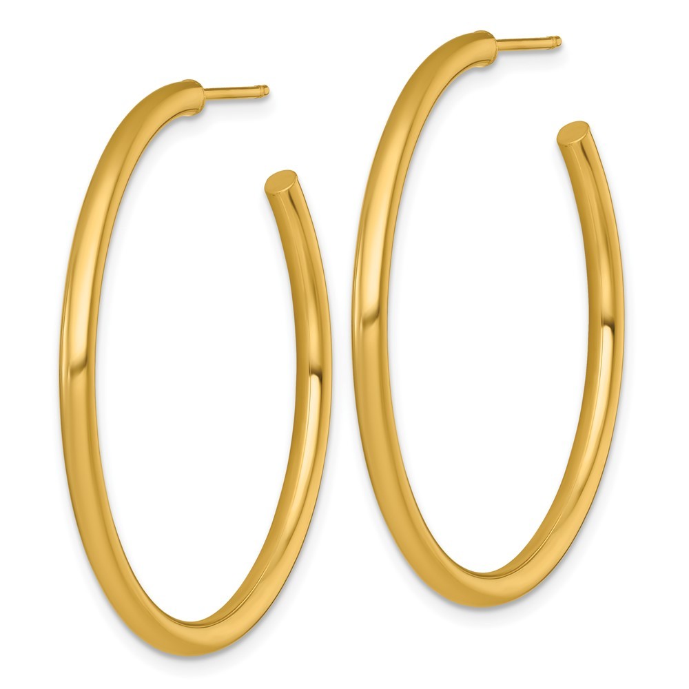 14k Yellow Gold Polished 2.5 x 40mm Tube C-Hoop Earrings