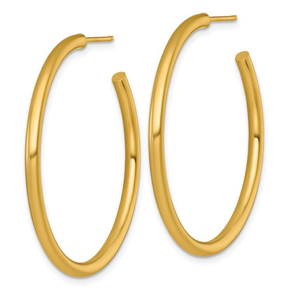 14k Yellow Gold Polished 2.5 x 40mm Tube C-Hoop Earrings