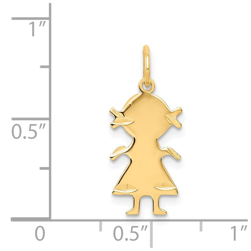14k Yellow Gold .018 Depth Engravable Girl Charm Pendant for Women