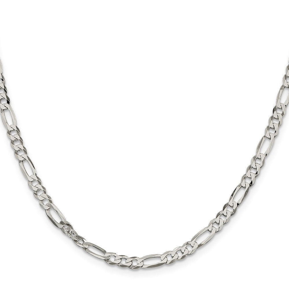 Sterling Silver 4.5mm Lightweight Flat Figaro Chain Necklace
