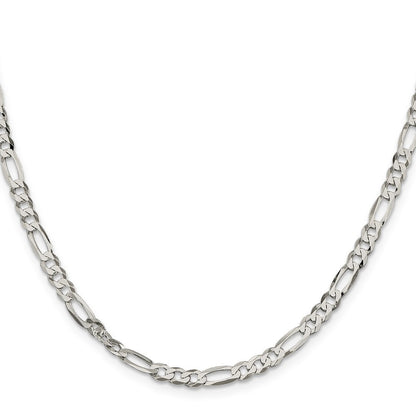 Sterling Silver 4.5mm Lightweight Flat Figaro Chain Necklace