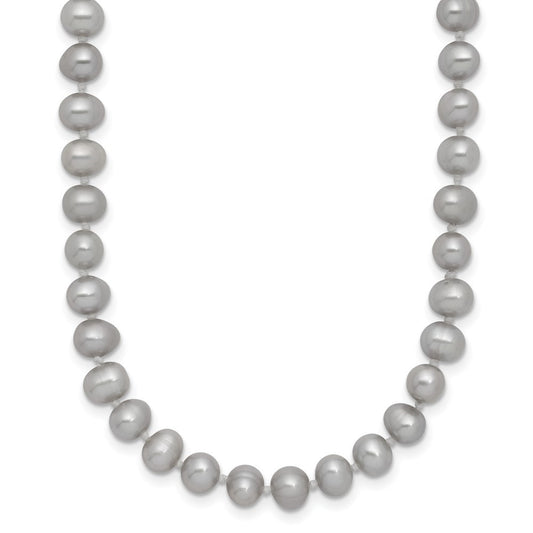 14k Yellow Gold 5-6mm Grey Near Round Freshwater Cultured Pearl 20 inch Necklace