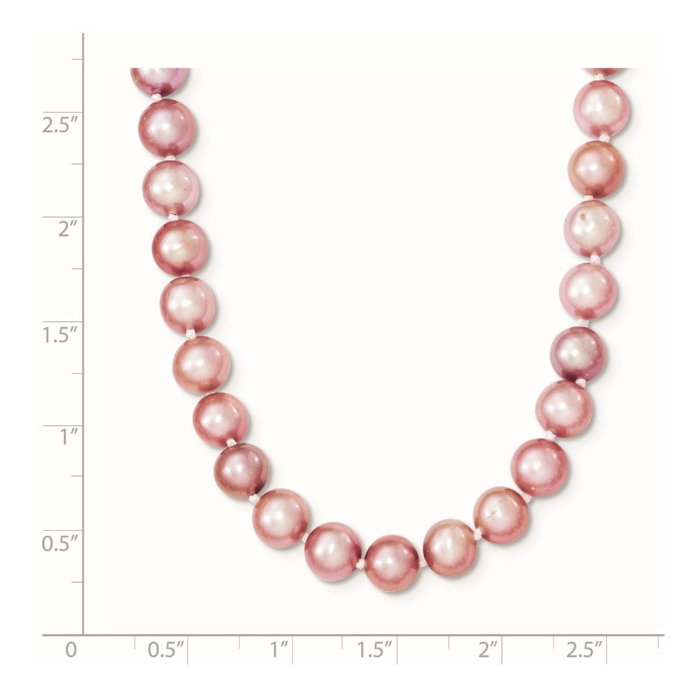 Sterling Silver Rhodium-plated 6-7mm Purple Cultured Pearl Necklace 16"