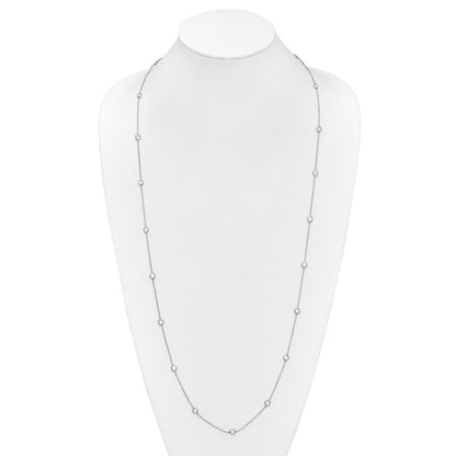 Sterling Silver Rhodium-plated 16-Station CZ Polished Necklace