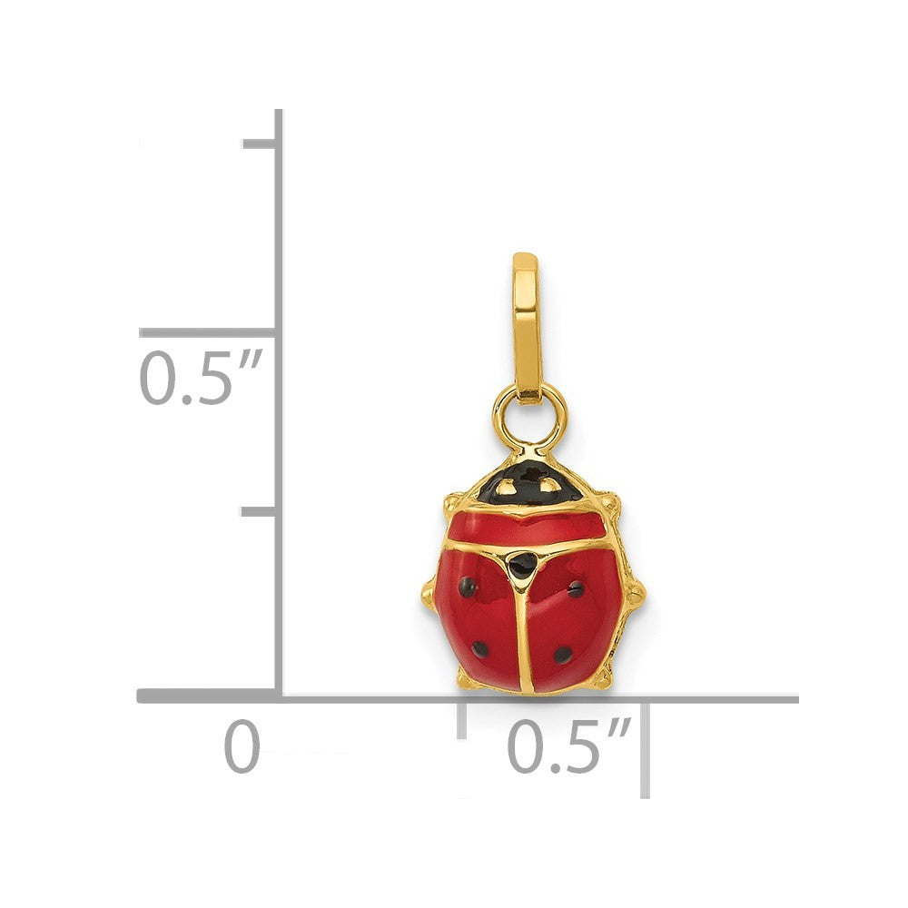 14k Yellow Gold Red and Black Enameled Ladybug Charm