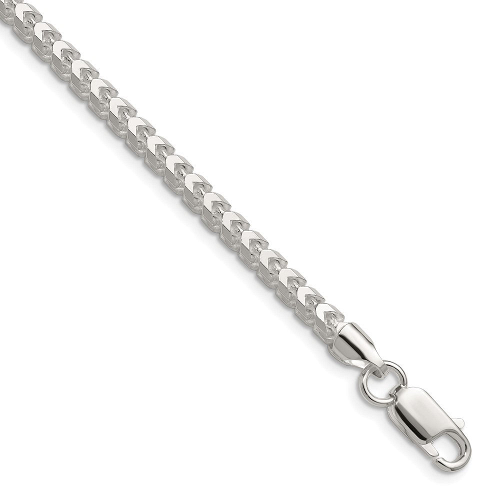 Sterling Silver 4.0mm Diamond-Cut Square Franco Chain Bracelet
