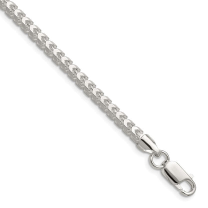 Sterling Silver 4.0mm Diamond-Cut Square Franco Chain Bracelet