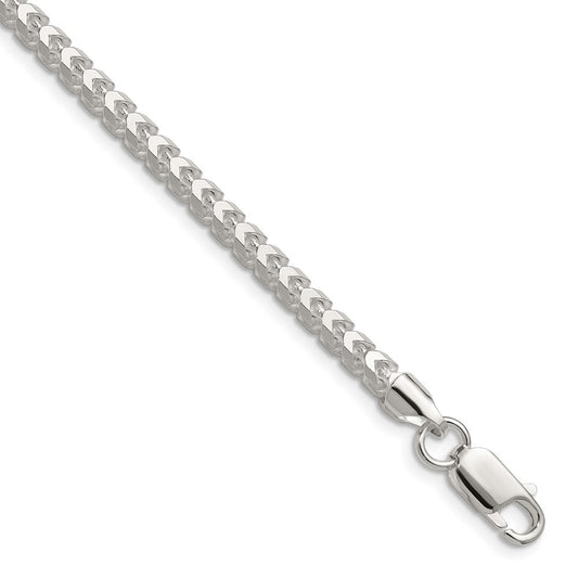 Sterling Silver 4.0mm Diamond-Cut Square Franco Chain Bracelet