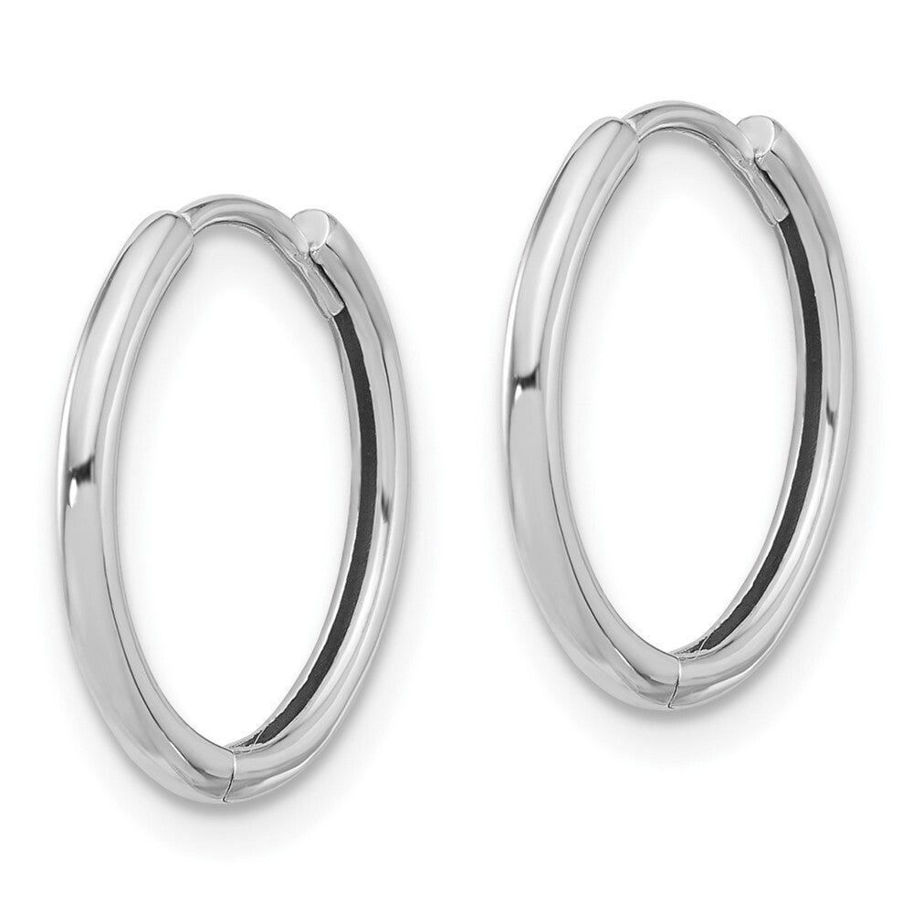 14K White Gold Polished Hinged Hoop Earrings Gift for Women