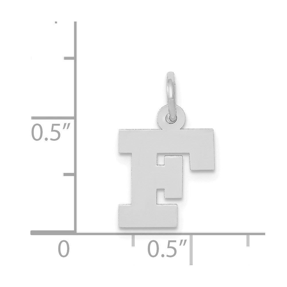 14k White Gold Small Block Letter F Initial Charm Pendant