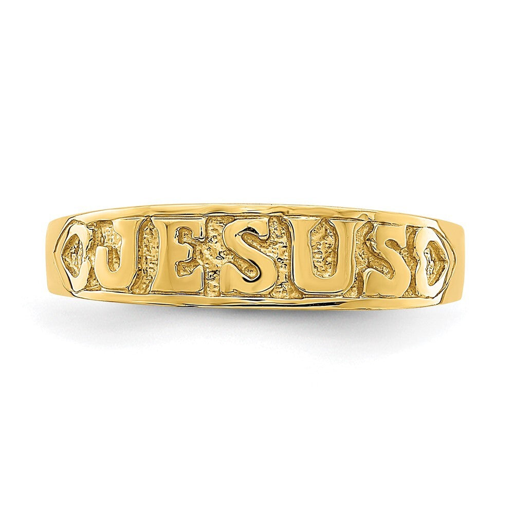 14K Yellow Gold Gold Polished Jesus w/Hearts Ring