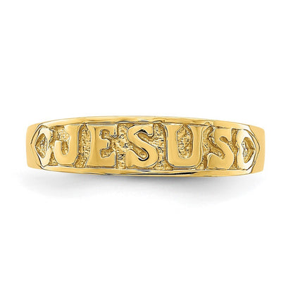 14K Yellow Gold Gold Polished Jesus w/Hearts Ring