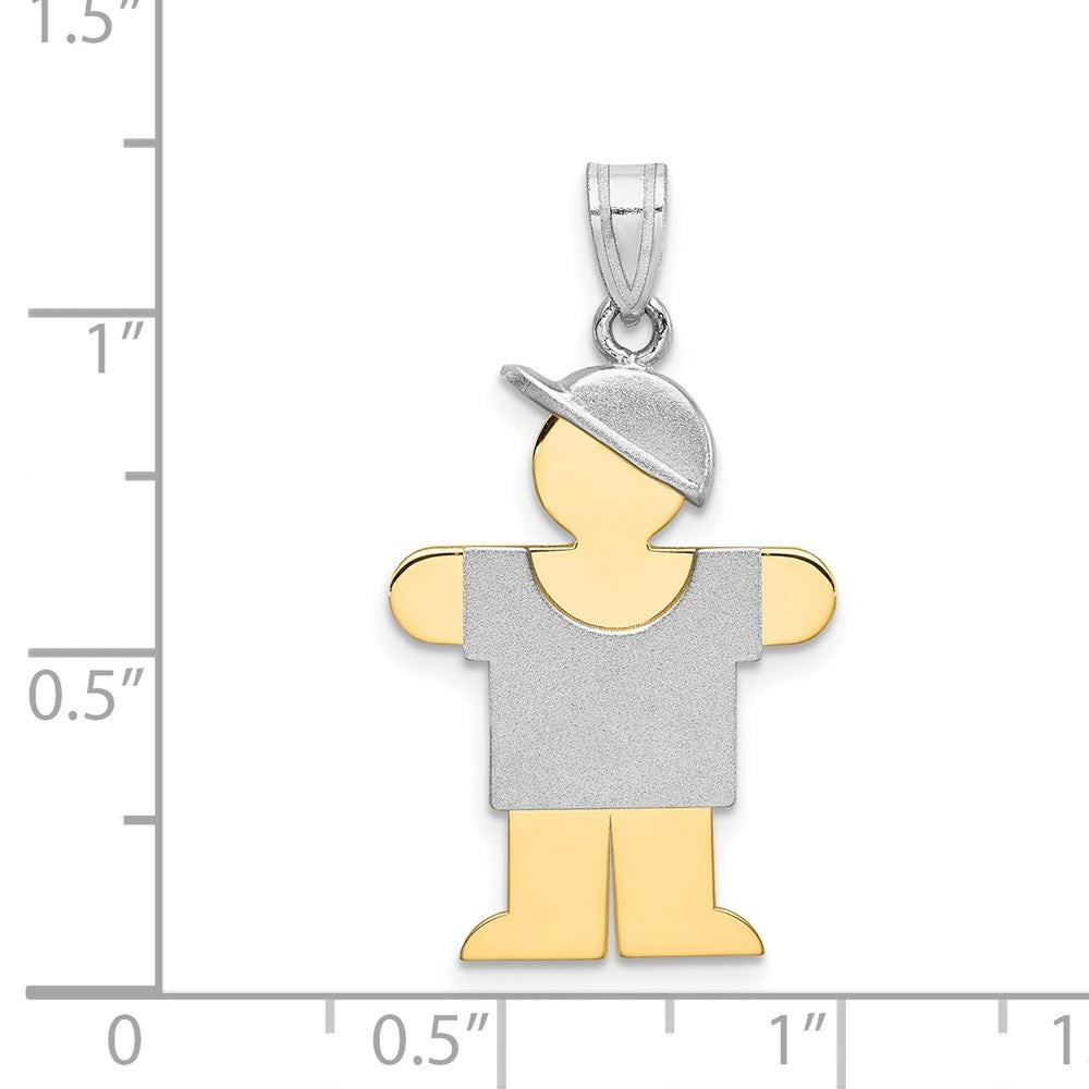 14k Two-Tone Gold Large Boy w Hat on Right Engravable Charm