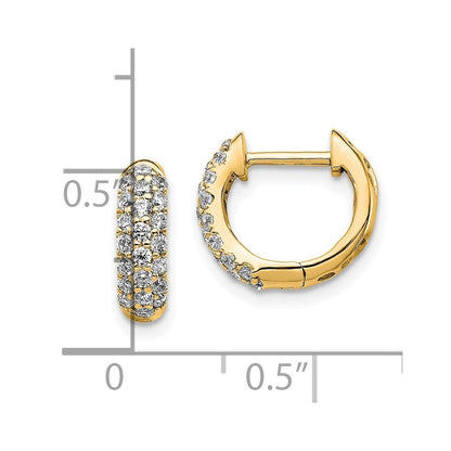 14k Yellow Gold Diamond Hinged Hoop Earrings