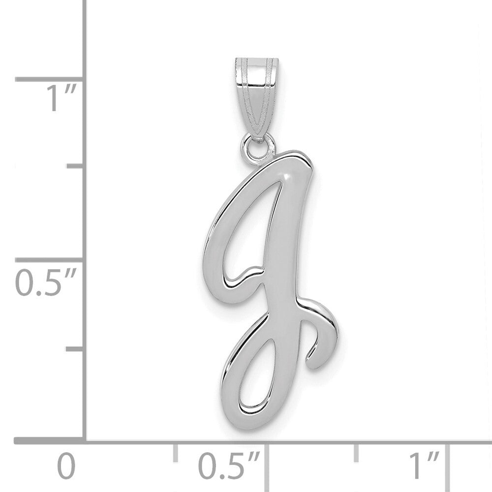 14k White Gold Script Letter J Initial Pendant for Women