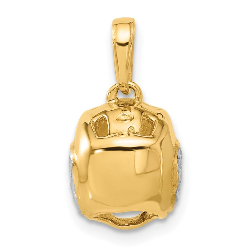 14k Yellow Gold and White Rhodium Diamond-Cut Wrestling Helmet Pendant