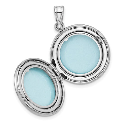 Sterling Silver Rh-plated Diamond 20mm Mom Moon Stars Round Locket