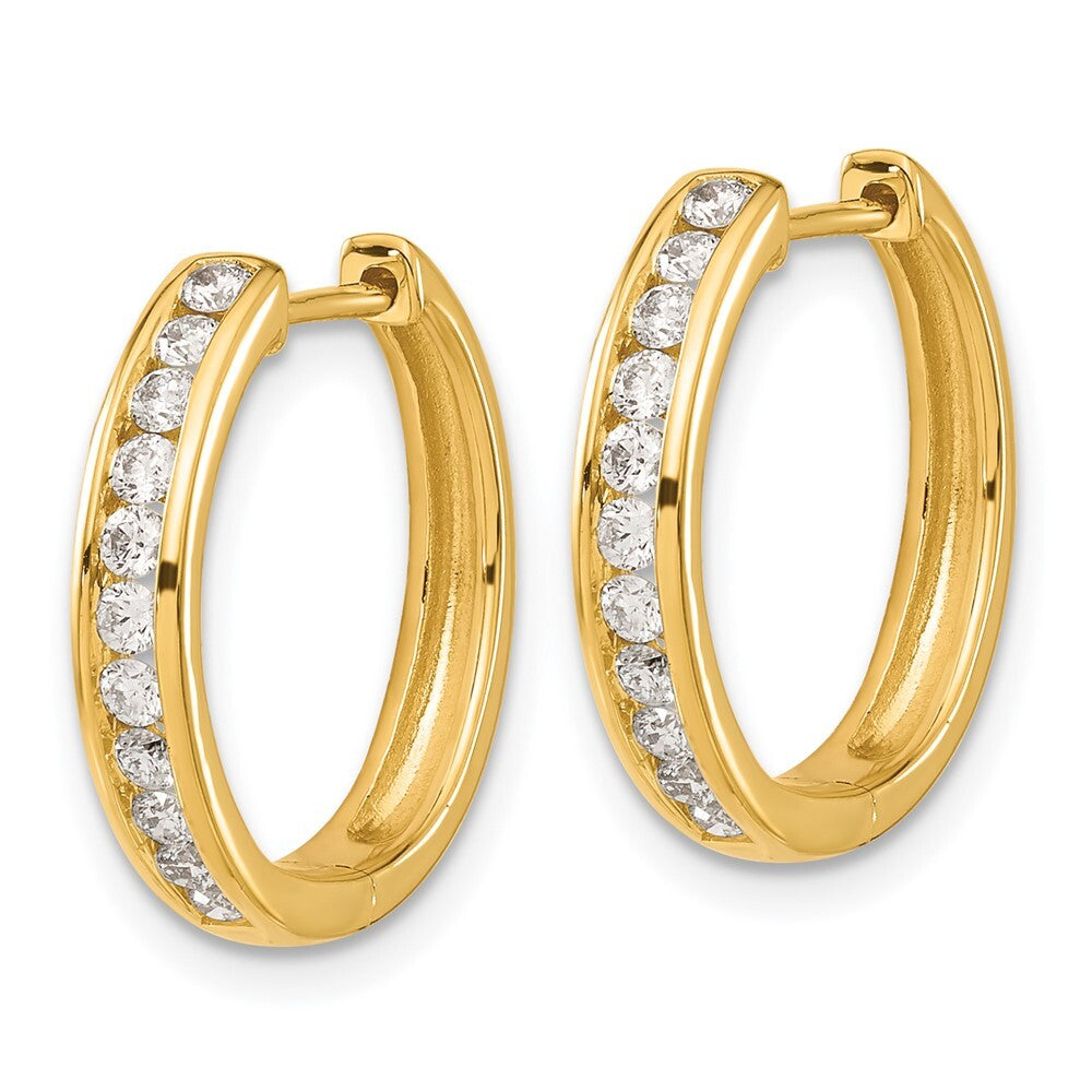 14k Yellow Gold Diamond Hinged Hoop Earrings