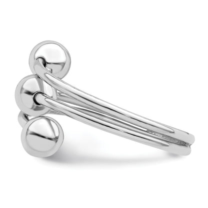 Sterling Silver Rhodium-plated Polished 3 Ball Ring Size 6