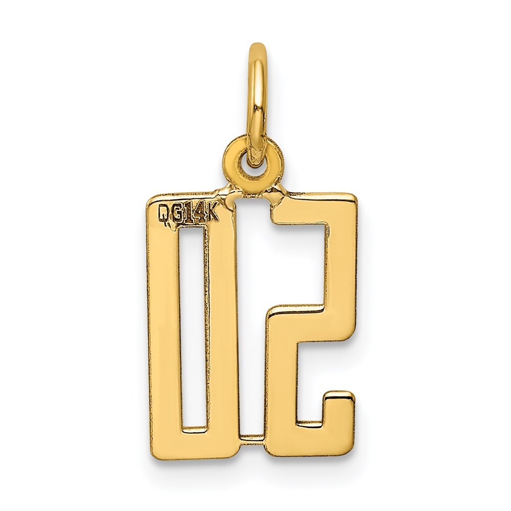 14k Yellow Gold Small Elongated Number 50 Charm Pendant for Women