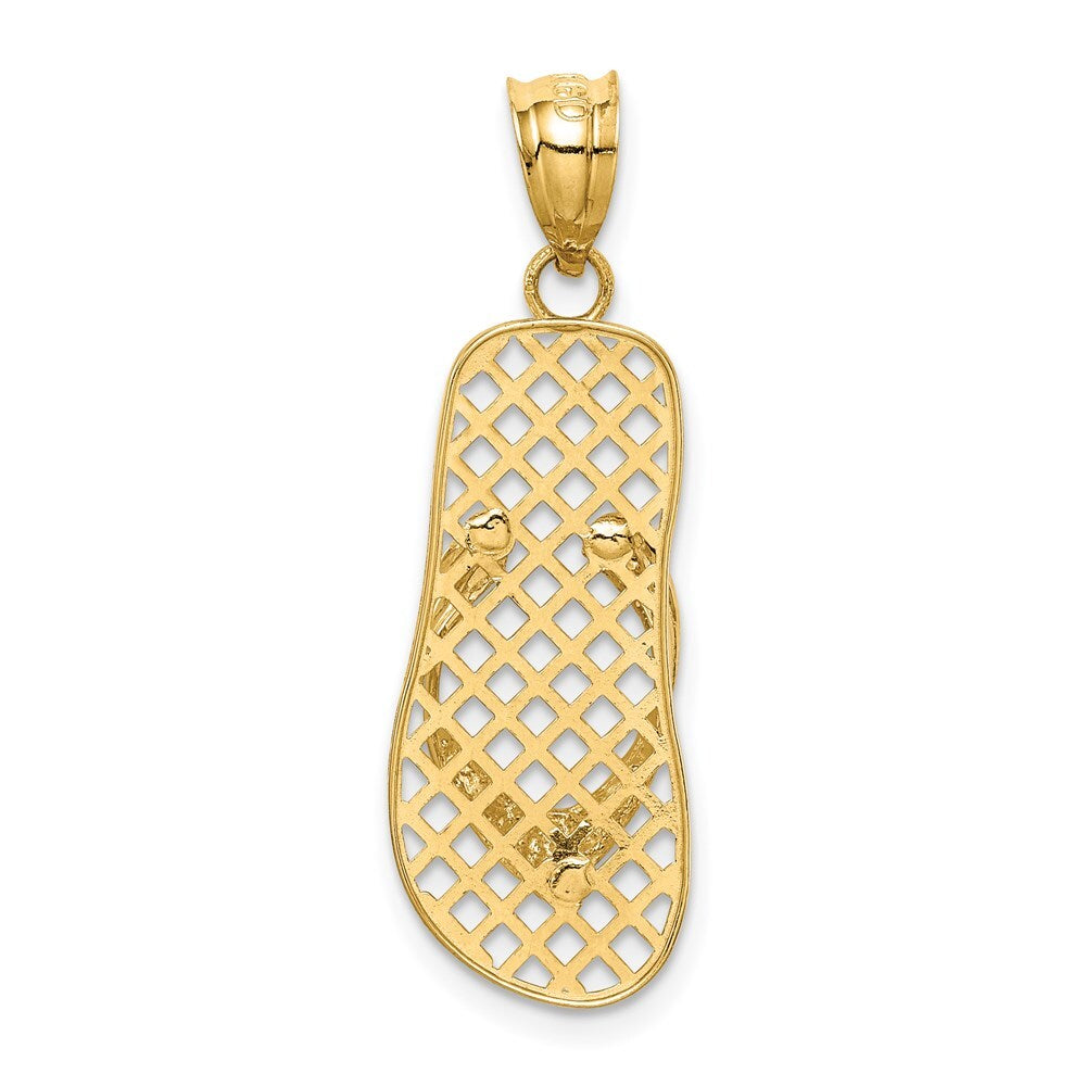 14k Yellow Gold Mesh Flip flop Pendant for Women