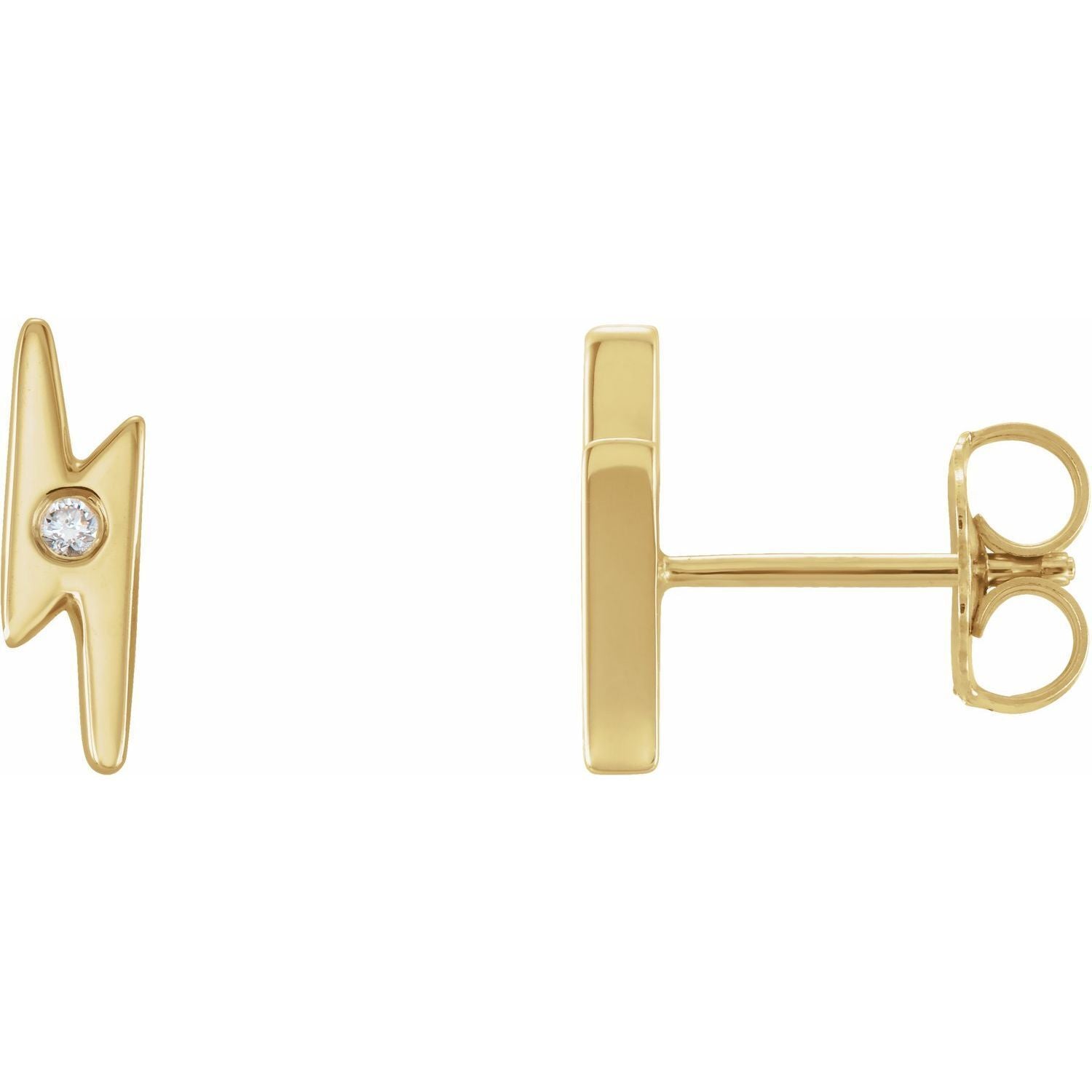 14k Yellow Gold .03 CTW Natural Diamond Lightning Bolt Stud Earrings