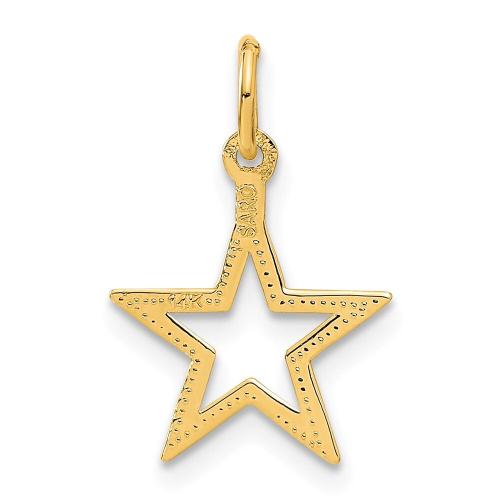 14k Yellow Gold Diamond-cut Star Charm Pendant for Women