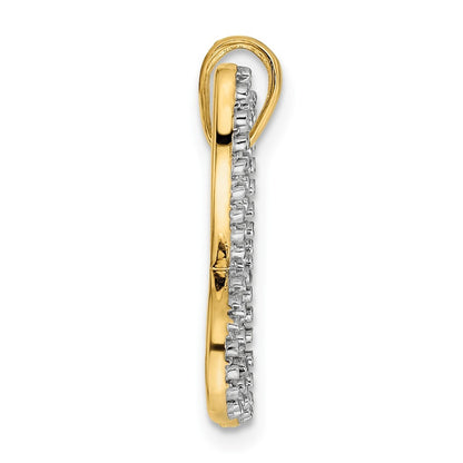 14k Yellow Gold and White Rhodium Diamond-cut Butterfly Pendant